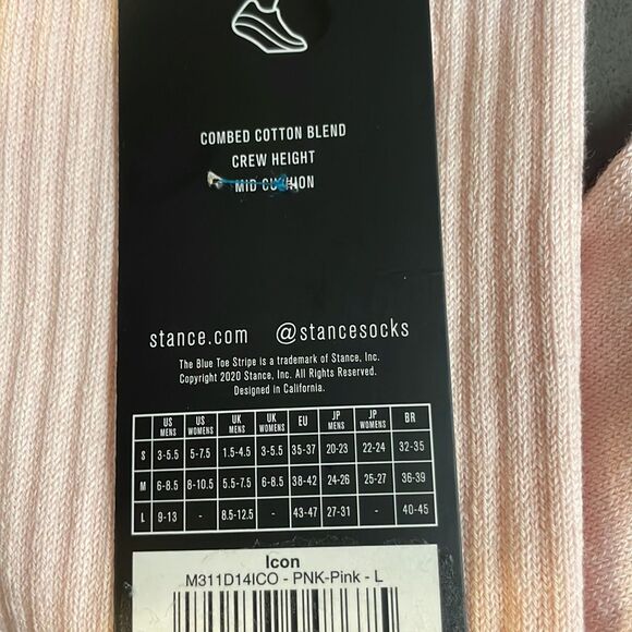 Stance Men's Icon Classic Crew Socks, Pink, Large (Shoe: 9-12) - Picture 4 of 4